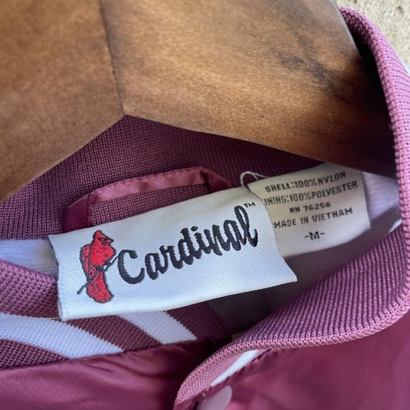 Cardinal VIDCON 9 Creator Embroidered Burgundy White Satin Bomber Jacket Size M - Picture 2 of 3